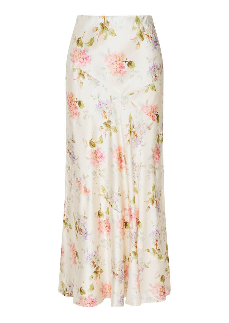 LoveShackFancy - Booker Floral Silk Midi Skirt - Pink - XS - Moda Operandi