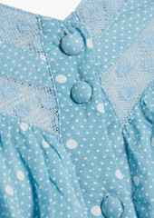 LoveShackFancy - Bunnie ruffled embroidered polka-dot cotton blouse - Blue - XL