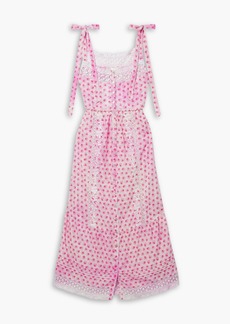 LoveShackFancy - Carlyle lace-trimmed embroidered floral-print cotton-voile midi dress - Pink - S