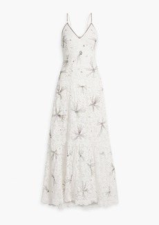 LoveShackFancy - Celestia embellished cotton-blend lace maxi dress - White - US 0