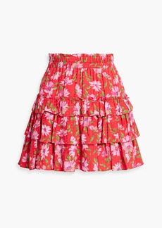 LoveShackFancy - Corbett tiered floral-print jacquard mini skirt - Red - XS