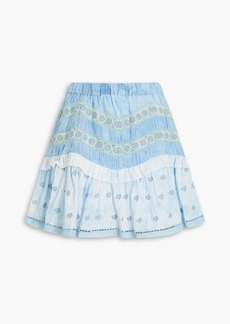 LoveShackFancy - Felice tie-dyed embroidered cotton mini skirt - Blue - XXS
