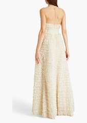 LoveShackFancy - Haisley strapless tiered organza and crocheted lace maxi dress - White - US 8