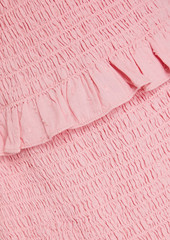 LoveShackFancy - Jarrah shirred Swiss-dot cotton mini dress - Pink - L
