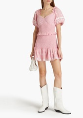 LoveShackFancy - Jarrah shirred Swiss-dot cotton mini dress - Pink - L
