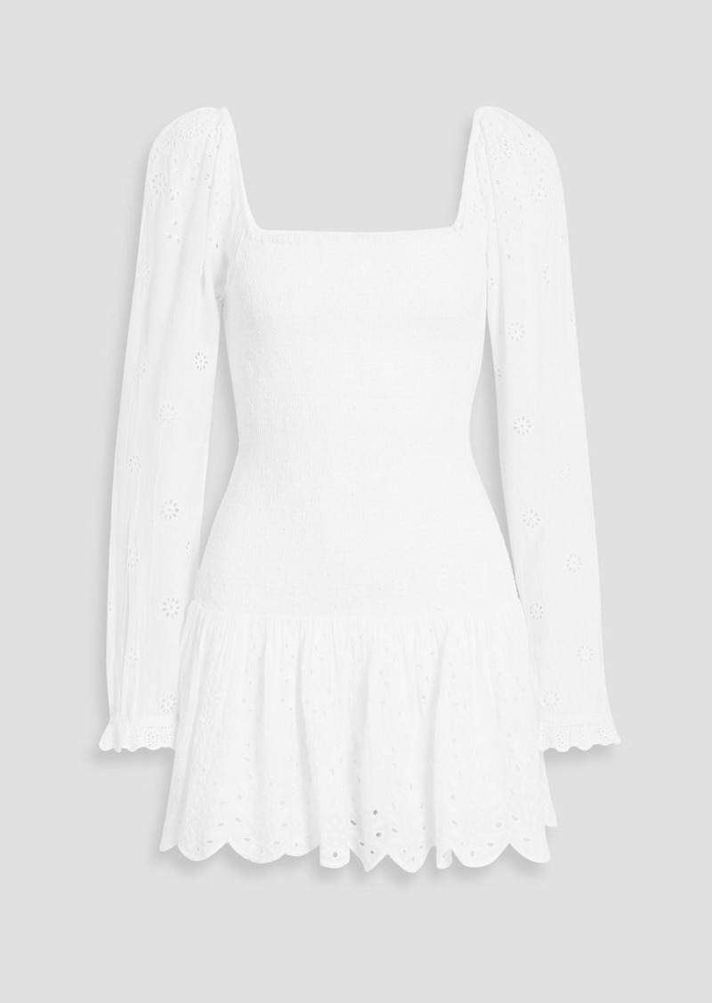 LoveShackFancy - Jayce shirred broderie anglaise mini dress - White - M