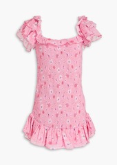 LoveShackFancy - Kodie shirred floral-print cotton mini dress - Pink - L
