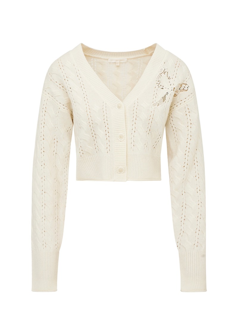 LoveShackFancy - Leonta Pointelle Wool-Cashmere Cardigan - Off-White - XXS - Moda Operandi