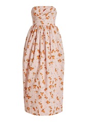 LoveShackFancy - Luxie Strapless Cotton Midi Dress - Orange - US 6 - Moda Operandi