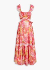 LoveShackFancy - Madsen broderie anglaise-trimmed floral-print cotton and silk-blend dress - Orange - XS