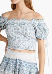 LoveShackFancy - Melina cropped broderie anglaise top - Blue - US 8