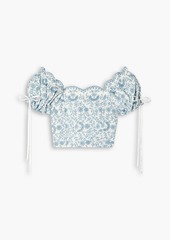 LoveShackFancy - Melina cropped broderie anglaise top - Blue - US 8