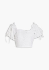 LoveShackFancy - Melina cropped broderie anglaise top - Blue - US 8