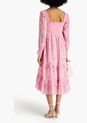 LoveShackFancy - Miri smocked floral-print cotton-gauze midi dress - Pink - XXS