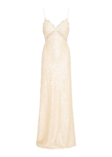 LoveShackFancy - Olmine Sequin Embellished Maxi Dress - Off-White - US 6 - Moda Operandi