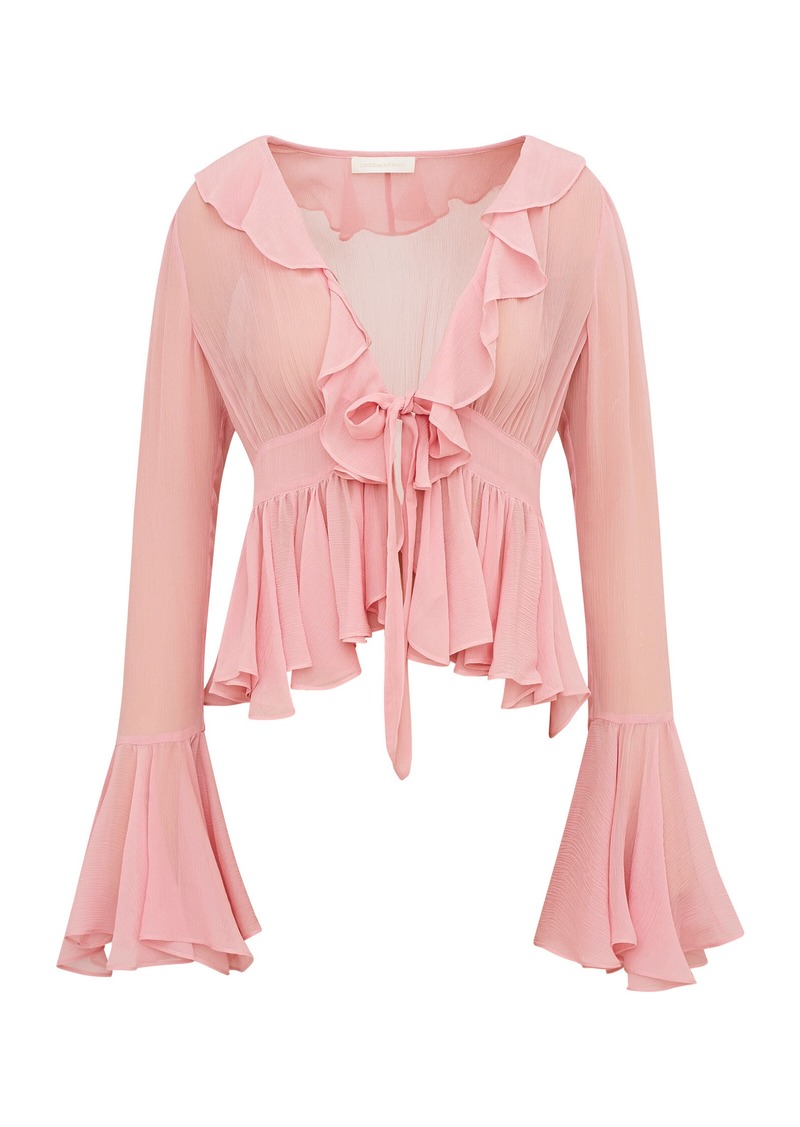 LoveShackFancy - Ovidia Ruffled Blouse - Light Pink - S - Moda Operandi