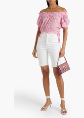 LoveShackFancy - Rosalinda off-the-shoulder cropped floral-print cotton-gauze top - Pink - S