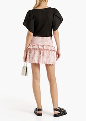 LoveShackFancy - Sowa tiered floral-print broderie anglaise cotton mini skirt - Pink - XL