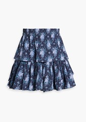 LoveShackFancy - Tiered printed crepe mini skirt - Blue - XXS
