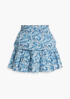 LoveShackFancy - Tiered ruffled floral-print cotton mini skirt - Blue - XL