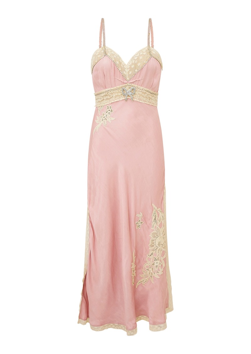 LoveShackFancy - Vela Lace-Trimmed Mid Slipi Dress - Pink - S - Moda Operandi