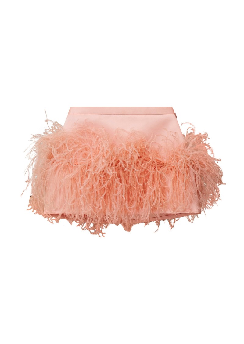 LoveShackFancy - Viviette Feathered Mini Skirt - Light Pink - US 00 - Moda Operandi