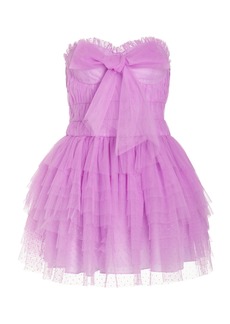 LoveShackFancy - Women's Faron Bow-Embellished Tulle Mini Dress - Purple - US 0 - Moda Operandi
