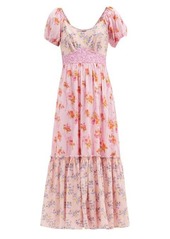 LoveShackFancy Angie patchwork floral-print cotton midi dress