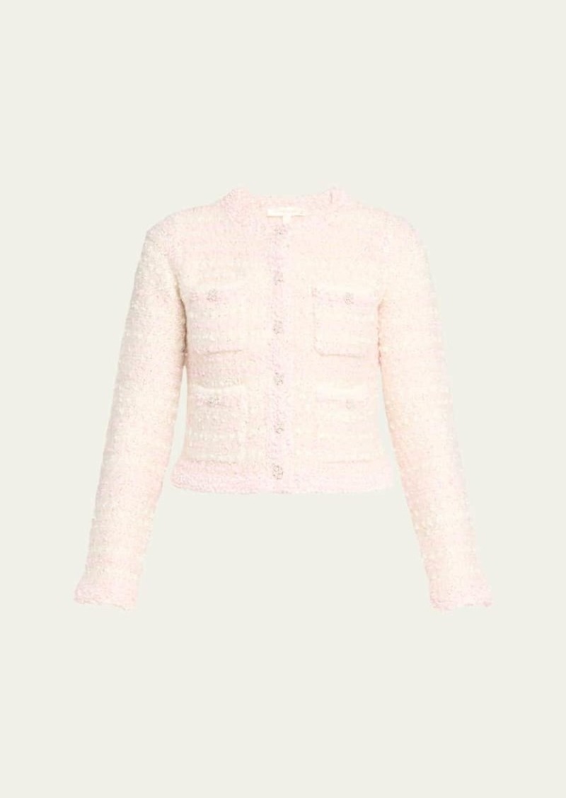 LoveShackFancy Blanca Paillette Bouclé Knit Cardigan