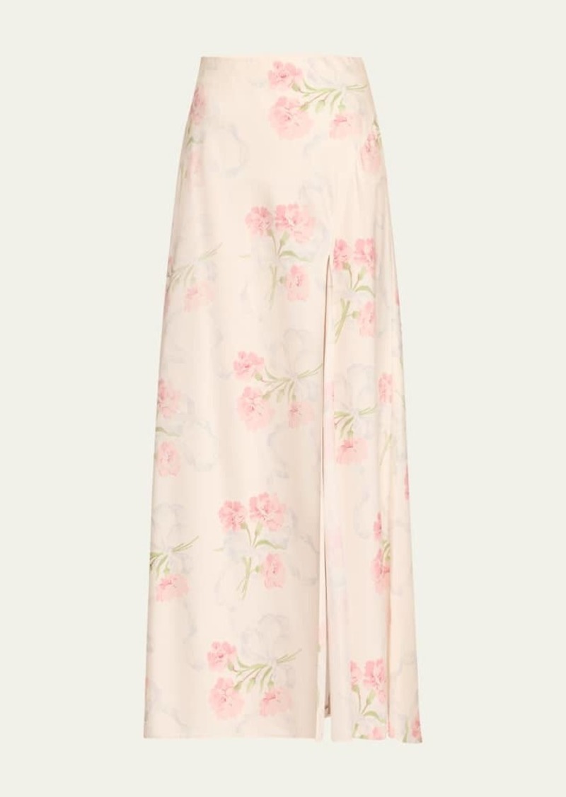 LoveShackFancy Connie Silk Floral Maxi Skirt