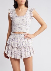 LoveShackFancy Dovi Floral Smocked Crop Top