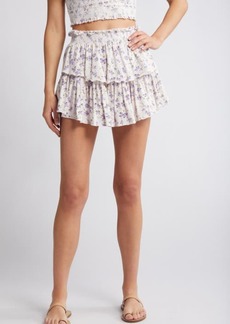 LoveShackFancy Floral Tiered Cotton Miniskirt