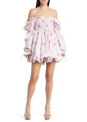 LoveShackFancy Janey Floral Print Long Sleeve Bubble Dress