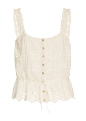 LoveShackFancy Luanne Broderie Anglaise Cotton Top