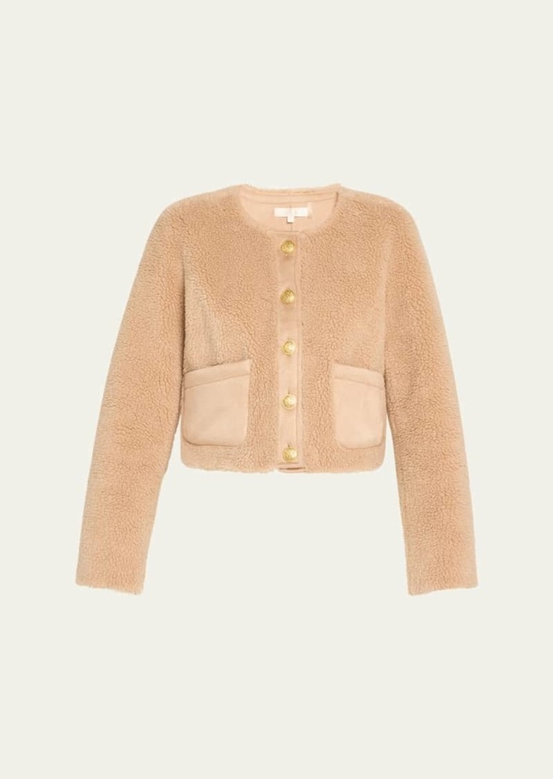 LoveShackFancy Lully Collarless Sherpa Jacket