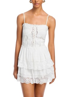 LoveShackFancy Nerida Lace Tiered Mini Dress