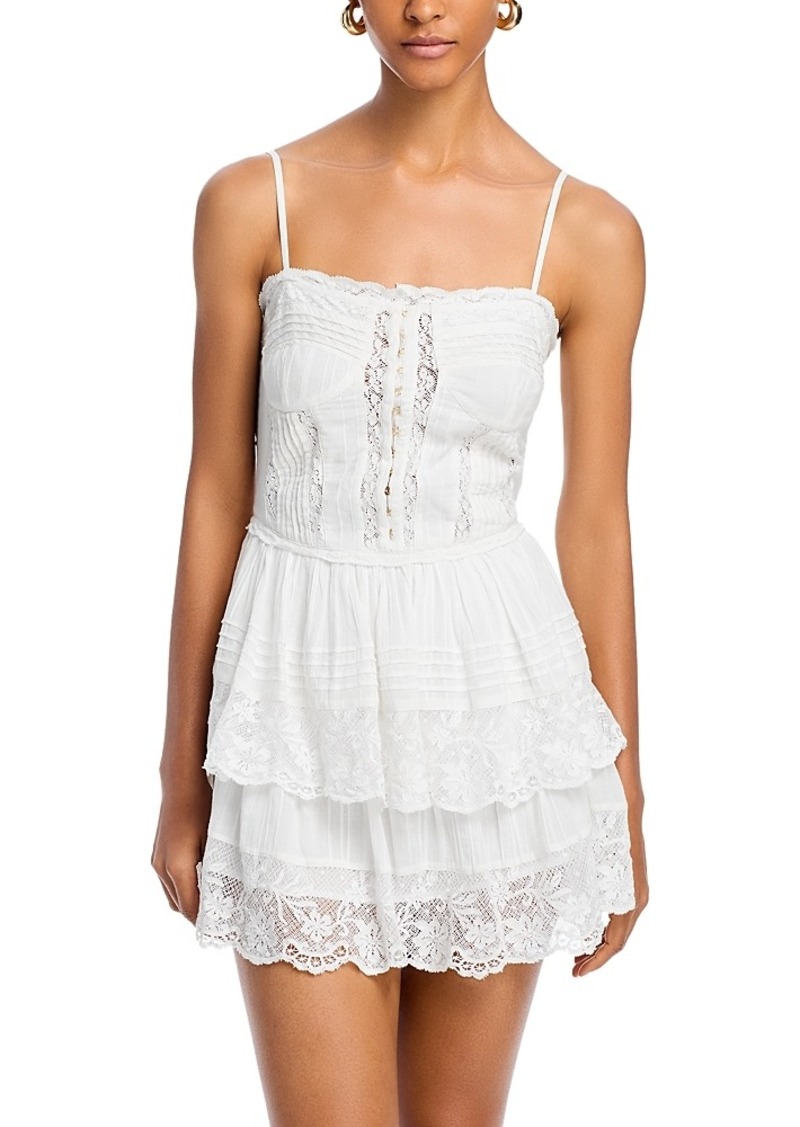 LoveShackFancy Nerida Lace Tiered Mini Dress