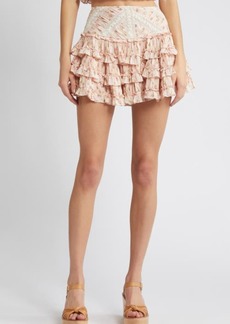 LoveShackFancy Robeina Floral Ruffle Miniskirt