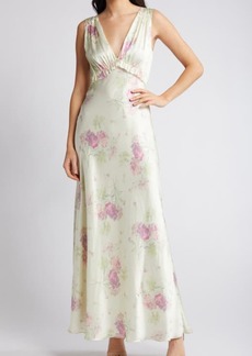 LoveShackFancy Suniva Floral Print Sleeveless Silk Maxi Dress