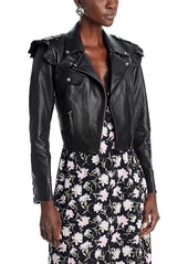 LoveShackFancy Torrez Leather Ruffle Trim Jacket