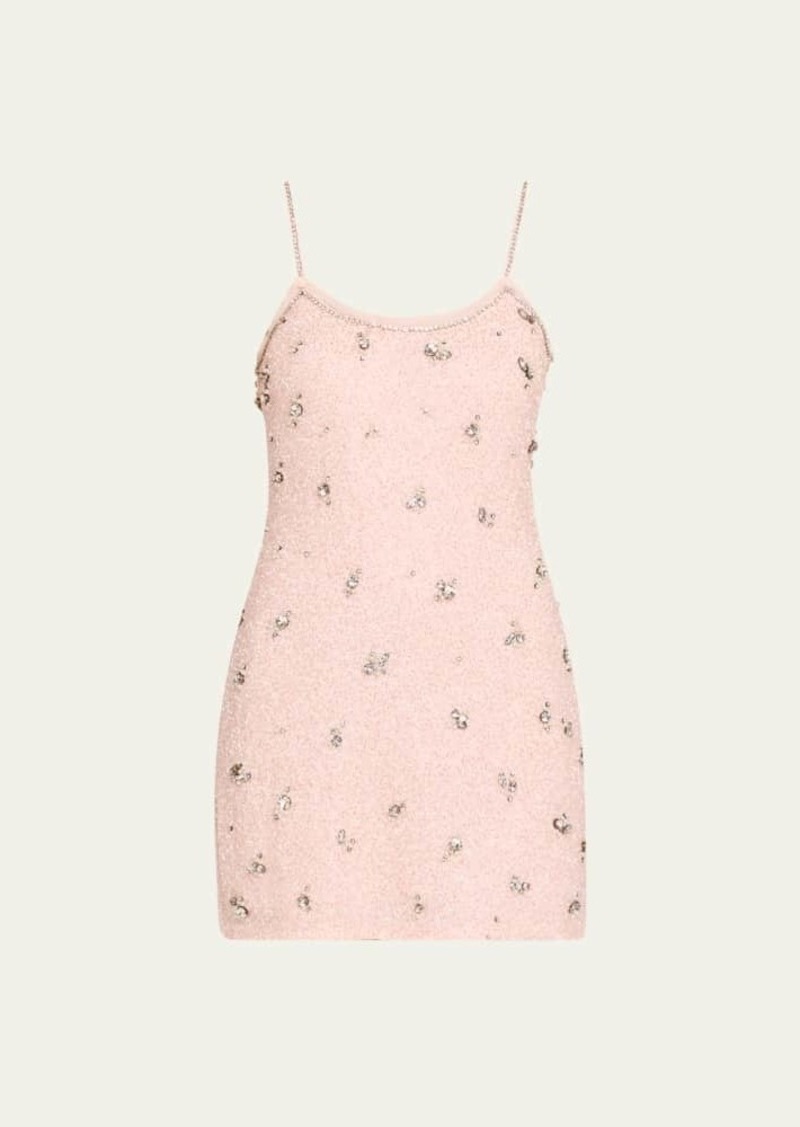 LoveShackFancy Windson Rhinestone Embellished Mini Dress