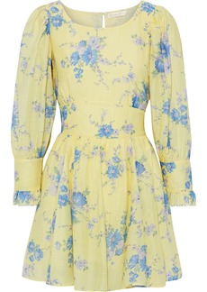Loveshackfancy Woman Ross Floral-print Cotton And Silk-blend Voile Mini Dress Yellow