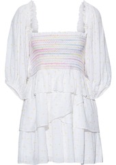 Loveshackfancy Woman Shaw Tiered Printed Cotton-jacquard Mini Dress White