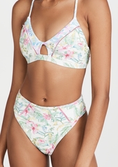 LoveShackFancy x Hurley Hawaiian Hibiscus Adjustable Twist Front Bikini Top