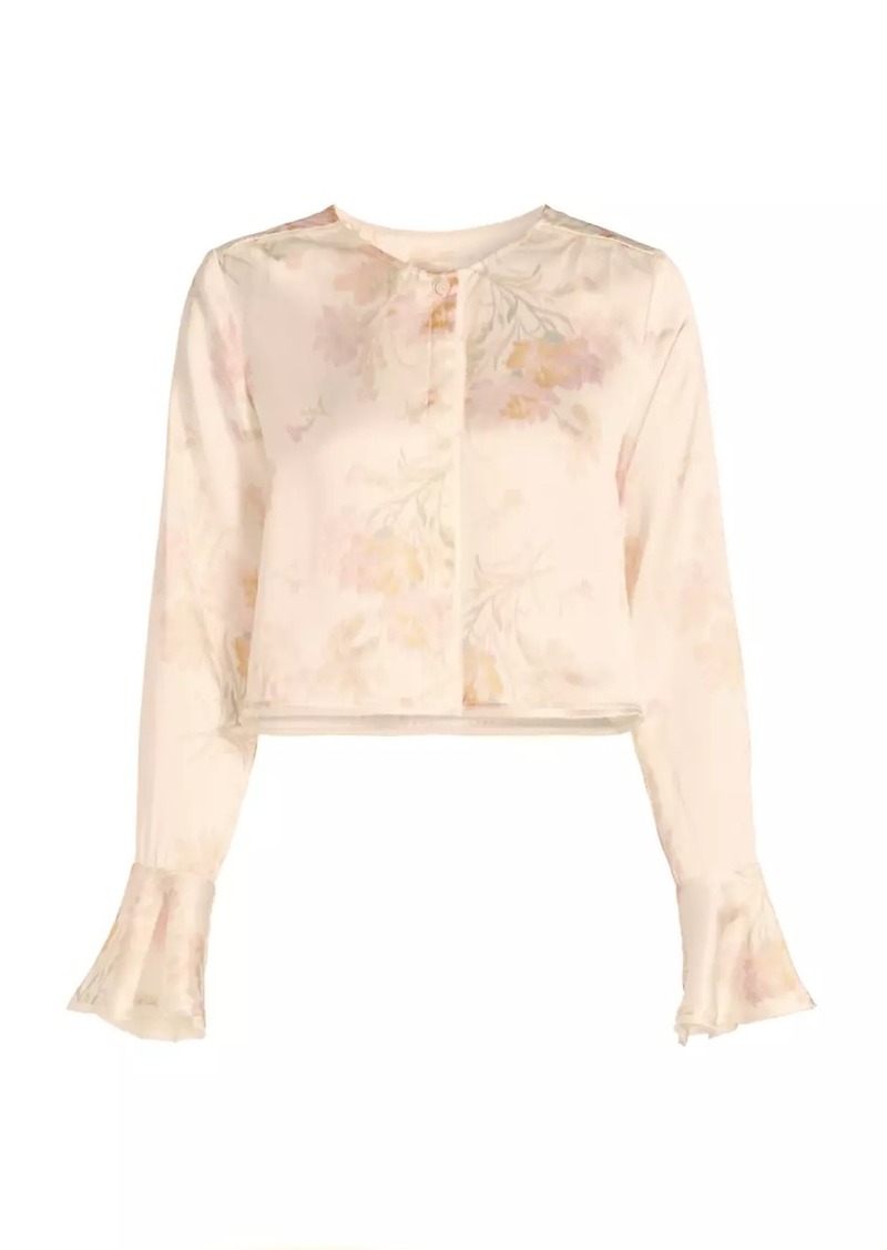 LoveShackFancy Lyndon Floral Silk Crop Top