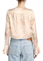 LoveShackFancy Lyndon Floral Silk Crop Top