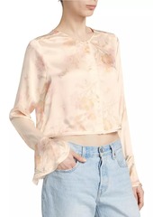 LoveShackFancy Lyndon Floral Silk Crop Top