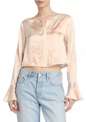 LoveShackFancy Lyndon Floral Silk Crop Top