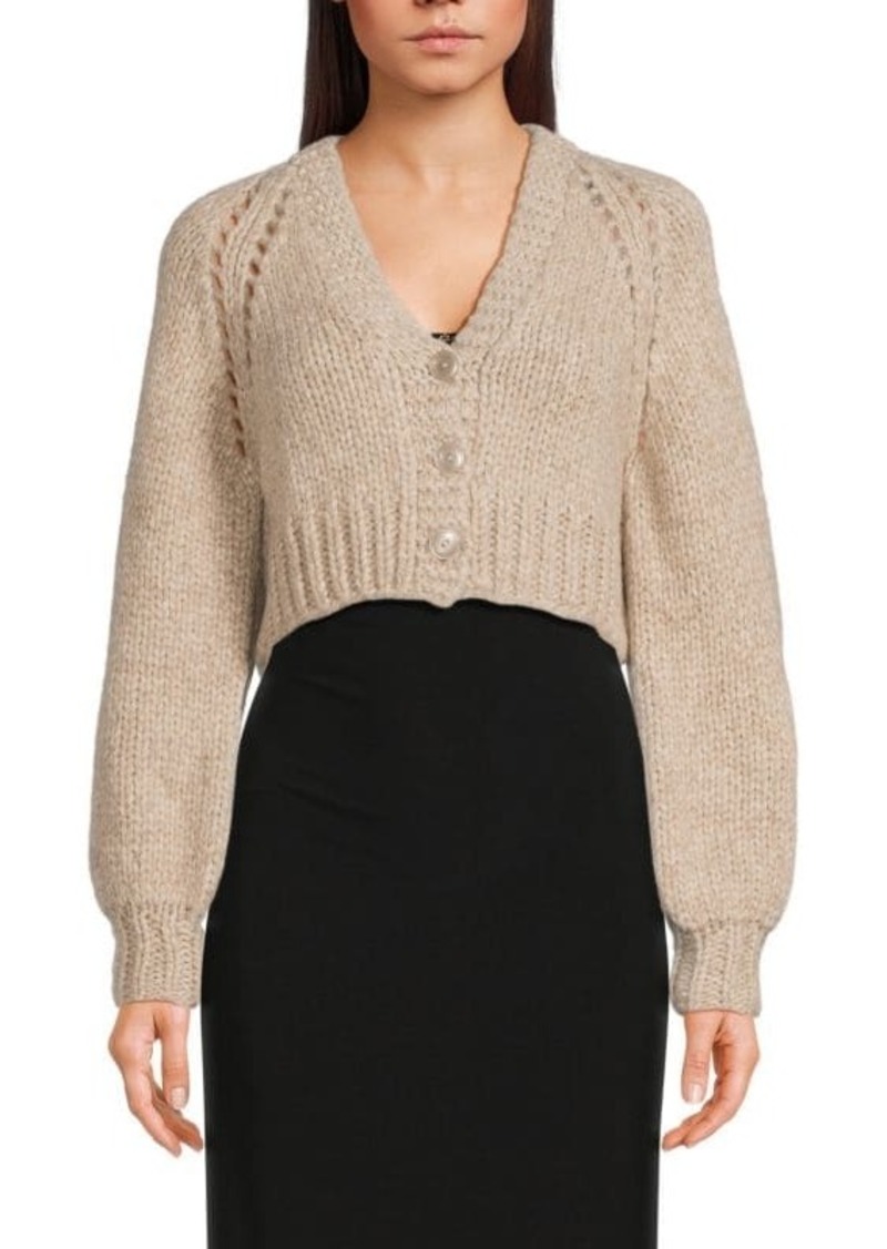 LoveShackFancy Marshe Cropped Merino Wool Blend Cardigan