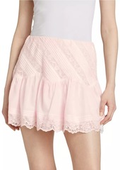 LoveShackFancy Melissa Cotton & Lace Miniskirt